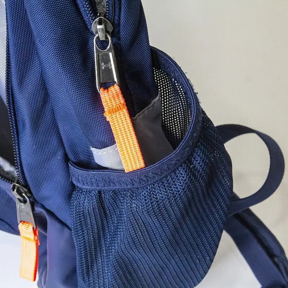 Under Armour UA Storm Hustle 4.0 Backpack Navy Blue Orange Laptop School Bag